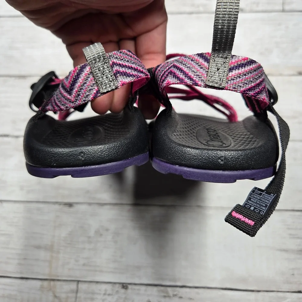 Chaco Z/1 Ecotread Strappy Athletic Sandals Kid 3 Pink Purple Chevron Water Shoe